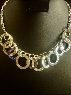 Gold-Tone Hammered Circle Link Necklace - Women's Jewelry